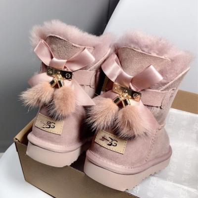 China 2020 Breathable Women Snow Bowtie Warmer Plush Suede Rubber Fur Ankle Boot Female Flat Slip On Fashion Platform Winter Boots Women for sale