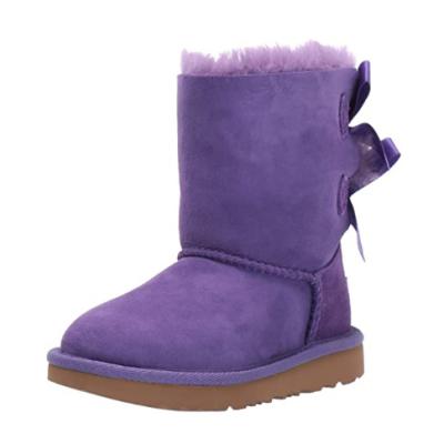 China Around 2020 Wholesale Fashion Kids Sheepskin Shoes Moulti Color Bailey Girl Winter Snow Boots Lamb Wool Fur Boots With Bow for sale