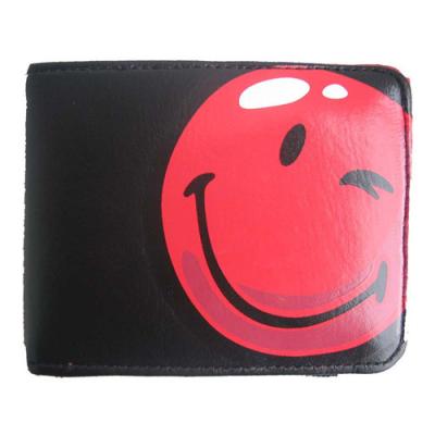 China PU Waterproof Money Pouch Zip Closure Wallet Smiley World With Elastic Closed for sale