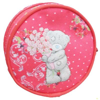 China Red Zip Pouch Wallet Kids Coin Purse Round 300D Polyester 12x12x5 cm for sale