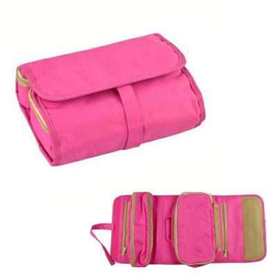 China Hanging Cosmetic Organizer Toiletries Travel Bag Pink For Cosmetic Jewellery for sale