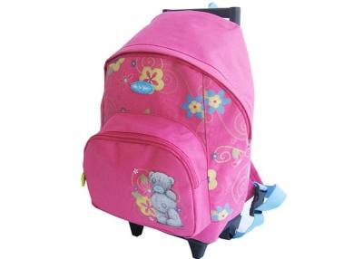 Chine Polyester du rose 300×600D de sac à dos de rouleau de filles de sac d'école de chariot à enfants à vendre