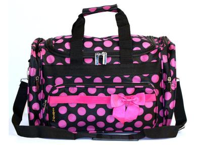 China Weekend Travel Duffel Bag For Women Girls Lady Black / Pink Dots Printed for sale