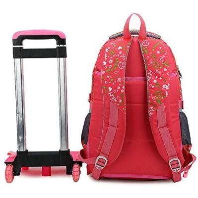 China Hear Transfer Print Lovely Kids Trolley School Bag In Rose Cartoon Style for sale