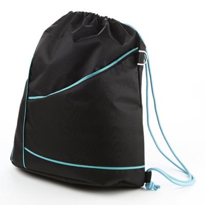 China Polyester Gym Sack Bag Drawstring Sports Bags With Insulated Front Zipper Pocket for sale