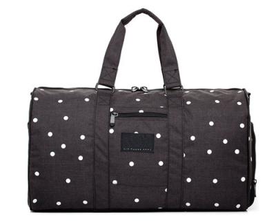 China Dots Pattern Brown Weekender Travel Duffel Bag Includes Drawstring Laundry Bag for sale