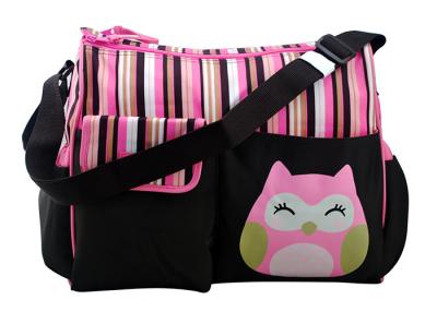 China Screen Print Lovely Nappy Mummy Handbag Baby Girl Diaper Bags 600d Polyester for sale