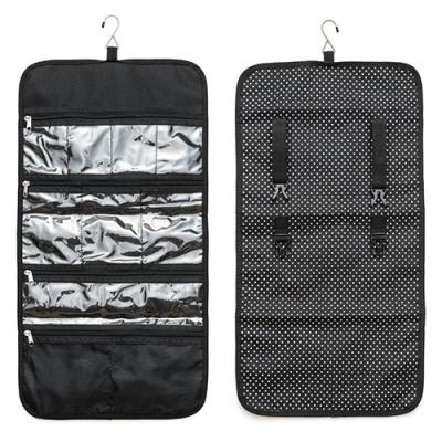 China Bolso plegable transparente del maquillaje de la ejecución del modelo de puntos del bolso del artículo de tocador del viaje del Pvc con las hebillas en venta