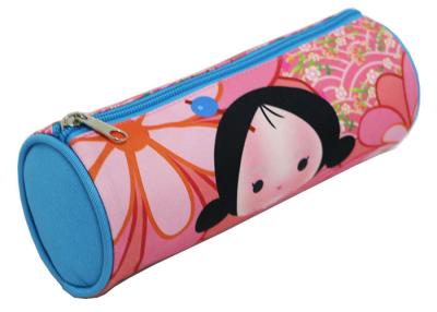 China Lovely Girl Pink Pencil Case Stationery All Over Screen Print Cute Pencil Cases for sale