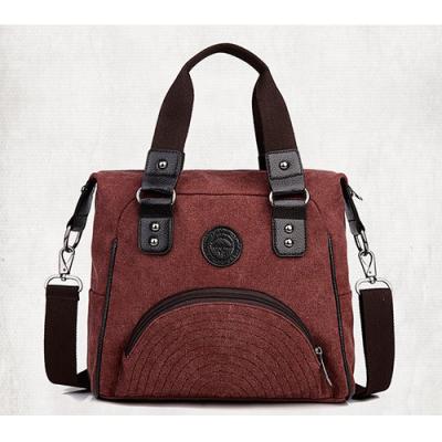 China las bolsas de asas para mujer de la PU de la lona 12oz/bolso de las compras con el pequeño bolsillo con cremallera en venta