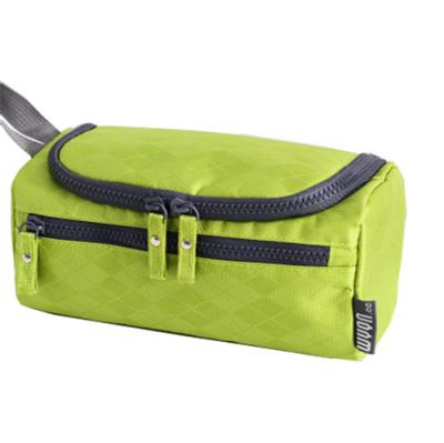 China Green Portable Travel Toiletry Bag With U Shape Compartment Diamond Ripstop Nylon for sale