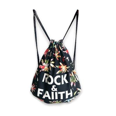 China 600D Polyester Leaves Printing Swimming Drawstring Bag Mixed Color For Sports for sale