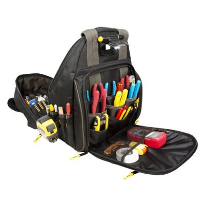 China Outdoor Waterproof Polyester Zippered Tool Bag Electrician Organizer Backpack for sale