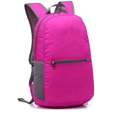 China 420d Ripstop Rosy Nylon Camping Hiking Backpack Outdoor Foldable Climbing Bag for sale