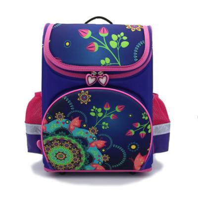 China Mädchen-purpurrote Schmetterlings-Kinderschultasche-wasserdichter Rucksack mit doppelter Schulter zu verkaufen