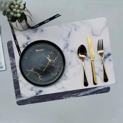 China 2022 Viable NEW PVC Place Mat Black White Leather Marble MatInsulation Plate Pads for sale