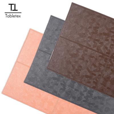 China 2022 Sustainable New Design Tabletex Faux Leather Place Mat PU Waterproof Reversible PVC Leather Table MatMat for sale