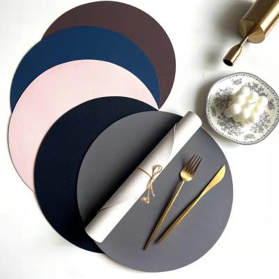 China 2022 New Design Classy Non-slip Washable Faux Leather Place Mats Around The Table Mat PVC Dish Leather Mat for sale