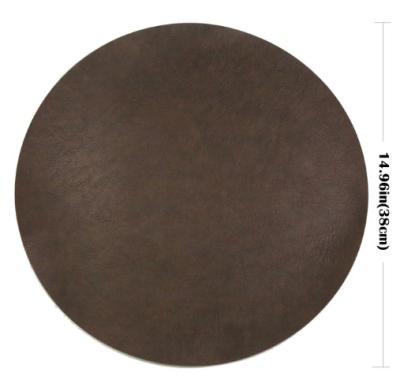 China Hot Selling Tabletex 2021 Viable 2sides Color Use Waterproof Durable Round PVC Leather Placemat for sale