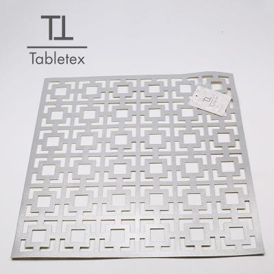 China Tabletex PVC Foam Leather Viable Place Mat Customized Dia Cut Table Placemat Gold Color Dining Table Mats for sale