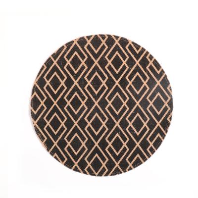 China Tabletex Sustainable Nature Jute Painted Wave Place Mats ECO Round Dining Table Mat Tableware for sale