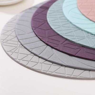 China Tabletex Environmental Friendly Sustainable Hot Selling EVA Embossed Place Mat Round EVA Table Mat Pink Place Mat for sale