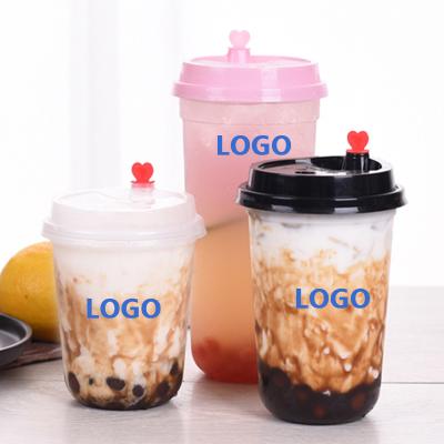 China 500ml 16oz PP U Shape Plastic Cup Clear Disposable Plastic Cup Boba Bubble Milk Tea Cup for sale