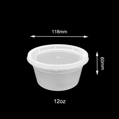 China 12oz 16oz Microwavable Plastic Microwave Freezer Safe Round Leakproof Clear Grocery Food Storage Containers With Airtight Lids for sale