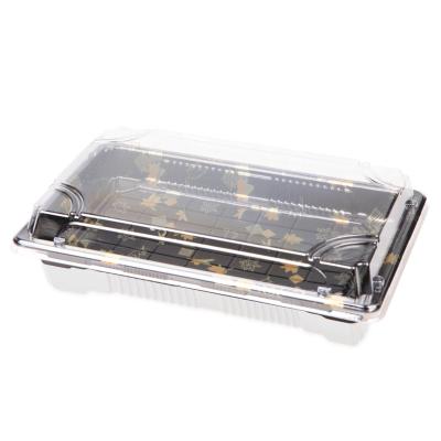 China Disposable Printed Sushi Box , Plastic Sashimi Salmon Packing Box for sale