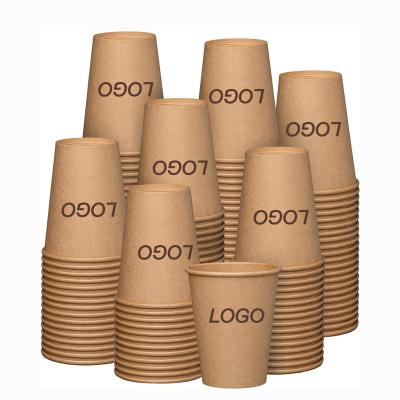 China Tea Customized Printed LOGO Eco Friendly Brown Kraft Disposable Paper Coffee Cup, Paper Cup With Lid for sale