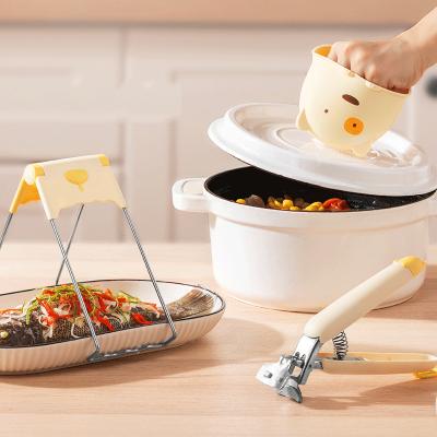 China Stocked Anti-scald Non-slip Hot Dish Bowl Handheld Pot Holds Tongs Oven Silicone Mittens Clip Holder Clip Bowl Lifter for sale