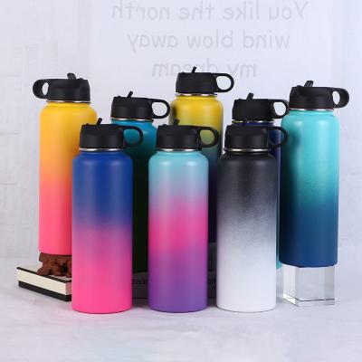 China Sustainable Double Wall Vacuum Insulated Stainless Steel Sports Wide Mouth Water Bottle With BPA Free Straw Lid for sale