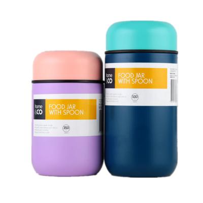 China Business 350/400/500ml Double Walled Vacuum Insulated Stainless Steel Food Warmer Food Jar Vacuum Food Flask Lunch Box With Spoon for sale