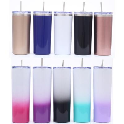 China Sustainable 14/20oz Customized Candy Colors Vacuum Insulated Stainless Steel Thin Wall Tumbler With Lids And Straws for sale