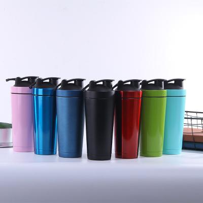 China 750ml Stainless Steel Double Wall Vacuum Protein Shaker For Whey /Milk Water Bottle Sport Gym Viable for sale