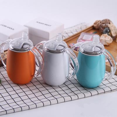 China New 9oz14oz Wall Tumbler Double Wall Food Grade Baby Stainless Steel Handle Baby Sippy Cups Sustainable Milk Double Cup for sale