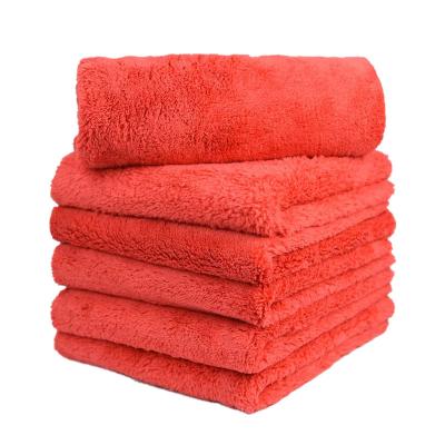 China Red Color 40x40cm Microfiber 450 Cloth Car Drying Wash Edgeless Lint Free Detailing Towel Plush Safe For GSM Kids for sale