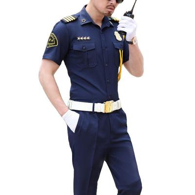 China Hot Selling Cheap Lightweight Smart Black Short Sleeve Guard Uniforms With Turn Down Collar for sale