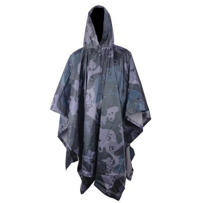 China 100% Waterproof Canvas Adult Long Style Raincoat Military Green Reinforced Outdoor Hiking Raincoat Wear Resistant Poncho for sale