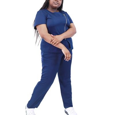 China Hospital Uniform Nursing Operating Solid Color Short Women's V-Neck Spandex/Polyester Uniform Set Clothes Scrub Uniform for sale