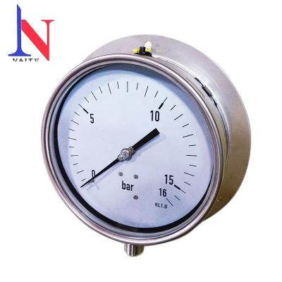 China 304 Stainless Steel Bayonated Ring Case 316 SS Large Plug 10inch 250mm Pressure Gauge With Bottom Mount for sale