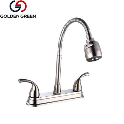 China Thermostatic Faucets Zinc Body ABS Handle Kitchen Faucet Nickel Kitchen Sink Flexible Spout Brushed Faucets for sale