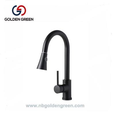 China Modern Pull Down Kitchen Sink Faucet Hot And Cold Sale Commercial Black OEM Style Brass Lead Cheap Ceramic Surface for sale