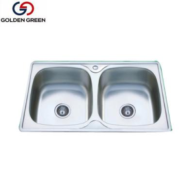 China Without Faucet Double Bowls Wash Sink Kitchen Undermount Kitchen Sinks 304 Stainless Steel for sale