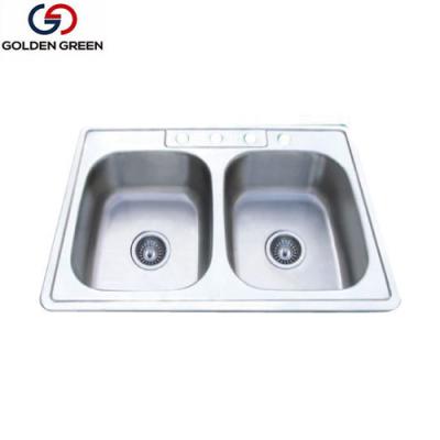 China Without Faucet 201 Stainless Steel Double Bowl Kitchen Sinks for sale