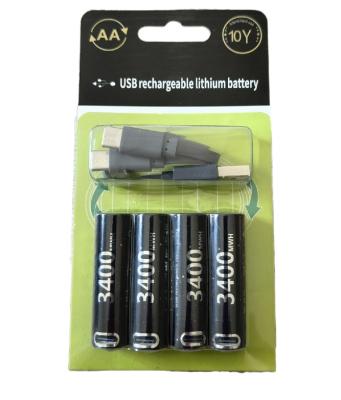 China Power Tools Hot Selling USB Rechargeable Batteries Lithium ion battery AA  1.5V 3400mWh aa battery for MP3 / Game Contraler for sale