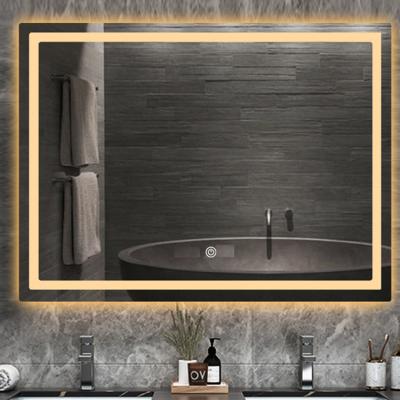 China Illuminated Aluminum Framed Wall Mounted Bathroom Anti-Mist Wash Basin Mirror for sale