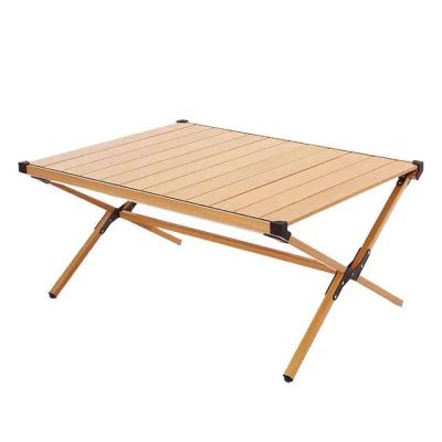 China Foldable Light and Convenient Folding Wooden Outdoor Camping Table Roll Egg Beach Table for sale