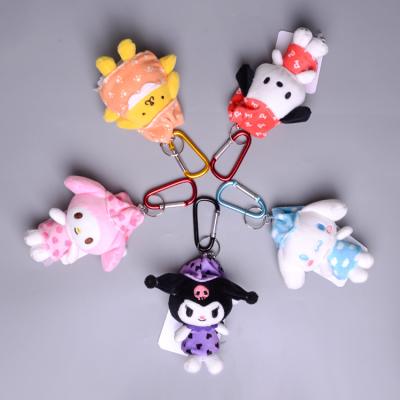 China Fasion 10cm Sanrio Pajamas Key Chain Kuromi Creative Hanging Plush Melody Toy Series Hat For Valentines Day Gift for sale