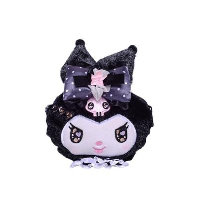 China Custom OEM Kawaii Fasion Kuromi Soft Plush Card Holder Black Cartoon Bowknot plush keychains doll for kids for sale